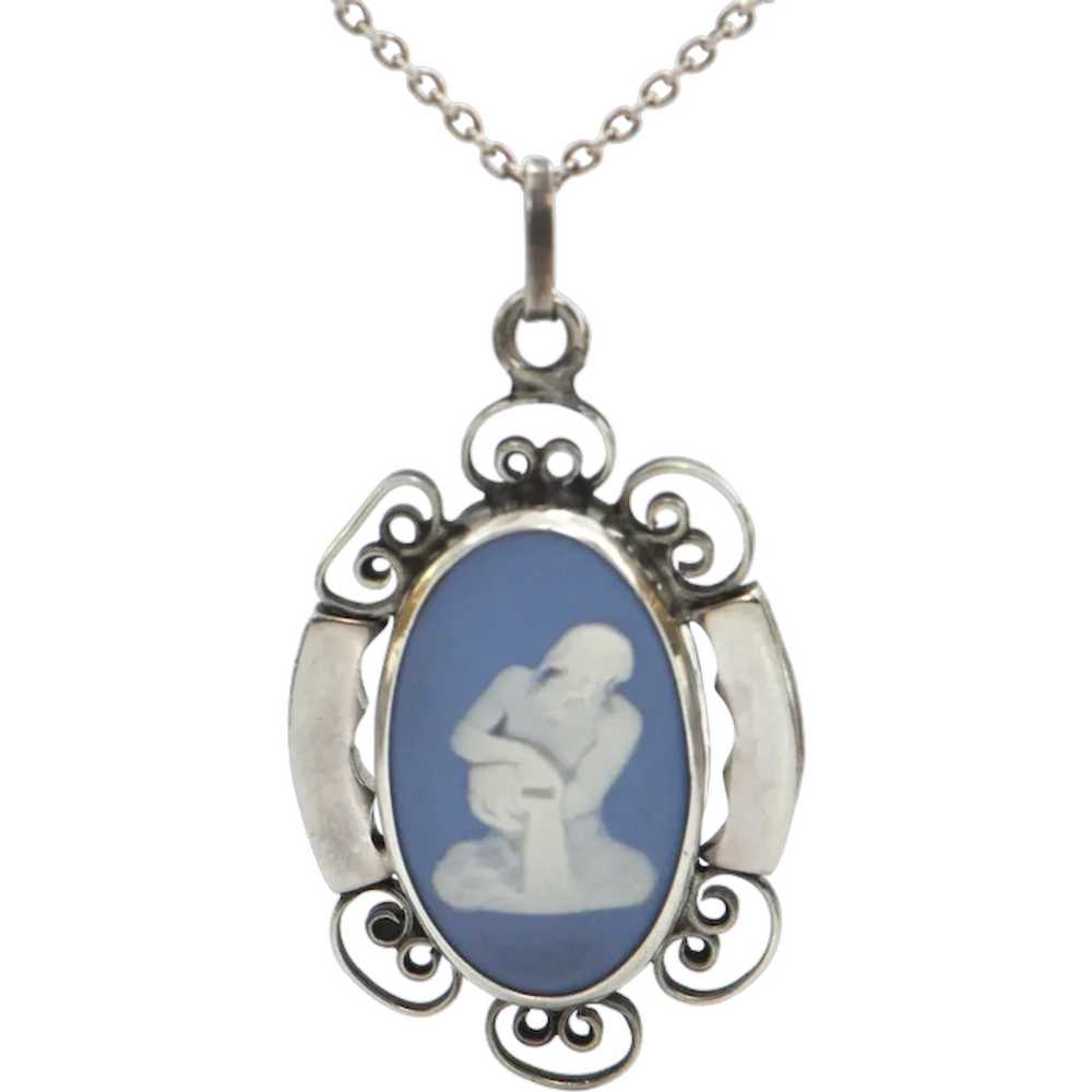 Vintage Wedgwood Cameo Sterling Silver Pendant C.… - image 1