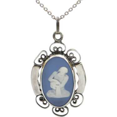 Vintage Wedgwood Cameo Sterling Silver Pendant C.… - image 1