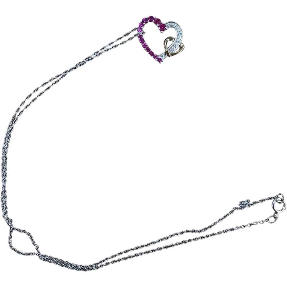 Vintage Sterling and 10K Heart Necklace - image 1