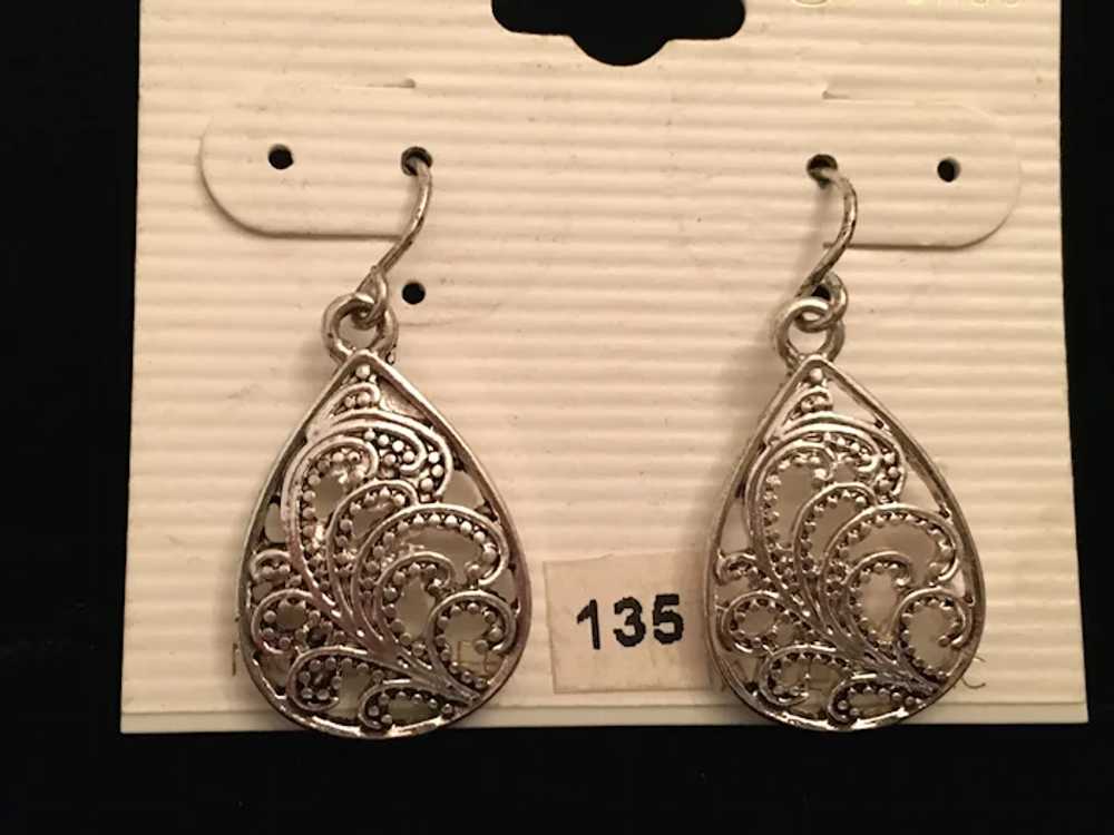 Pair of Silver-colored Metal Drop Earrings by Mai… - image 3