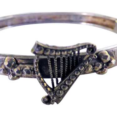 English Sterling Harp Bangle Bracelet