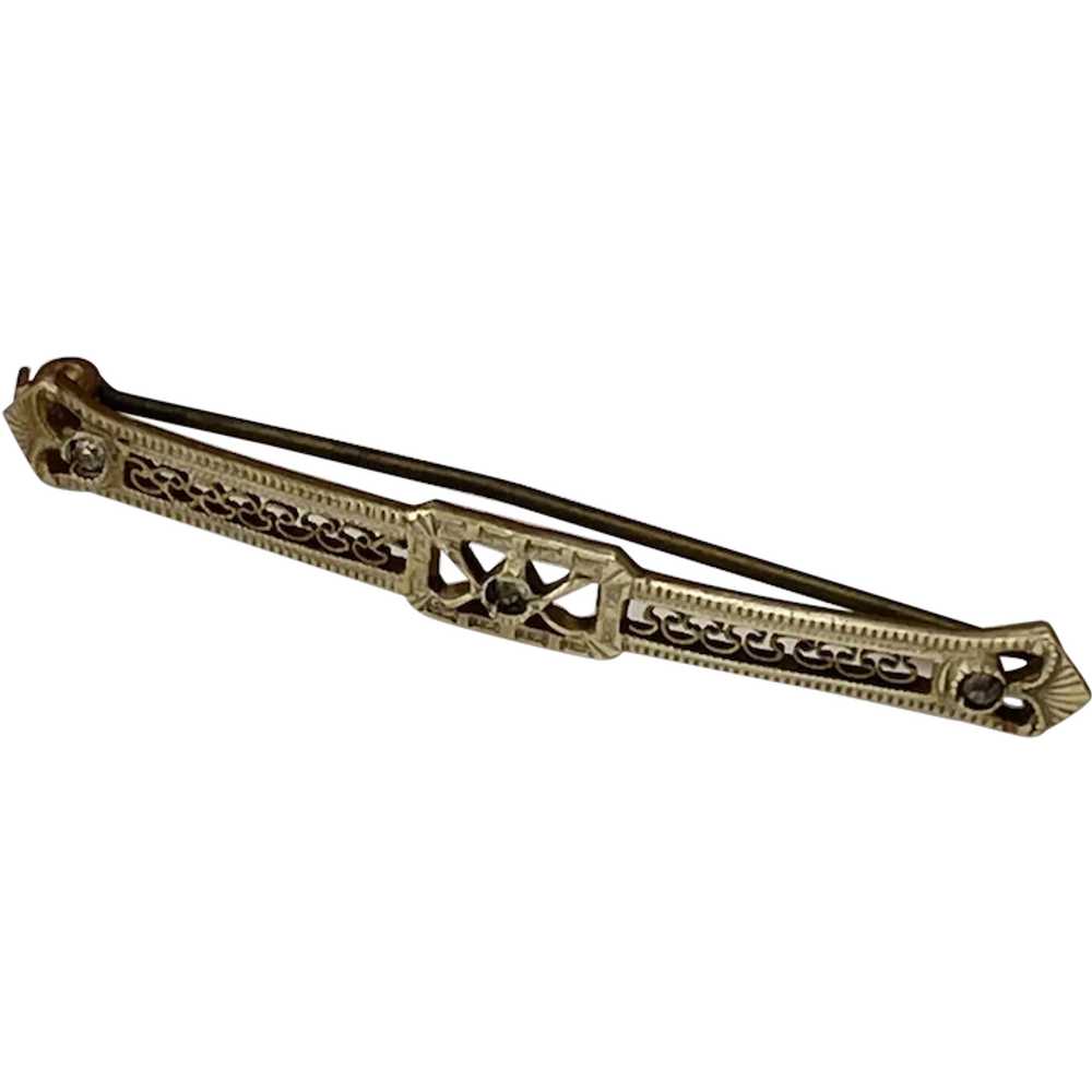 Edwardian Bar Brooch Sterling and Gold Plated - image 1