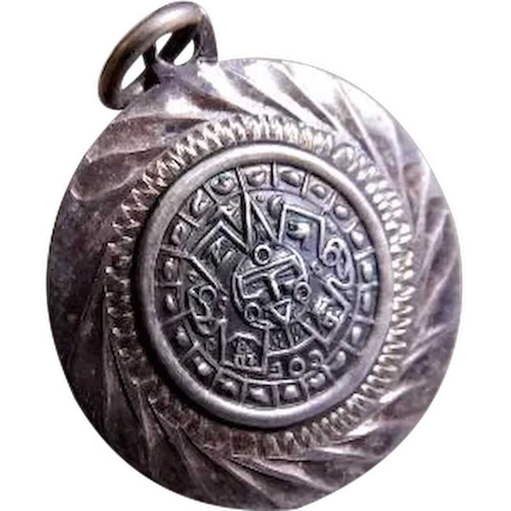 Mexican Mid-Century Sterling Silver "Maya Calenda… - image 1