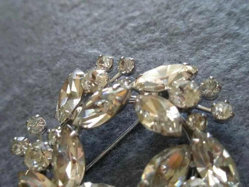 Weiss Wreath-Shape Silver-Tone Brooch w/Diamond R… - image 3