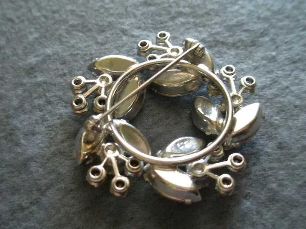 Weiss Wreath-Shape Silver-Tone Brooch w/Diamond R… - image 5