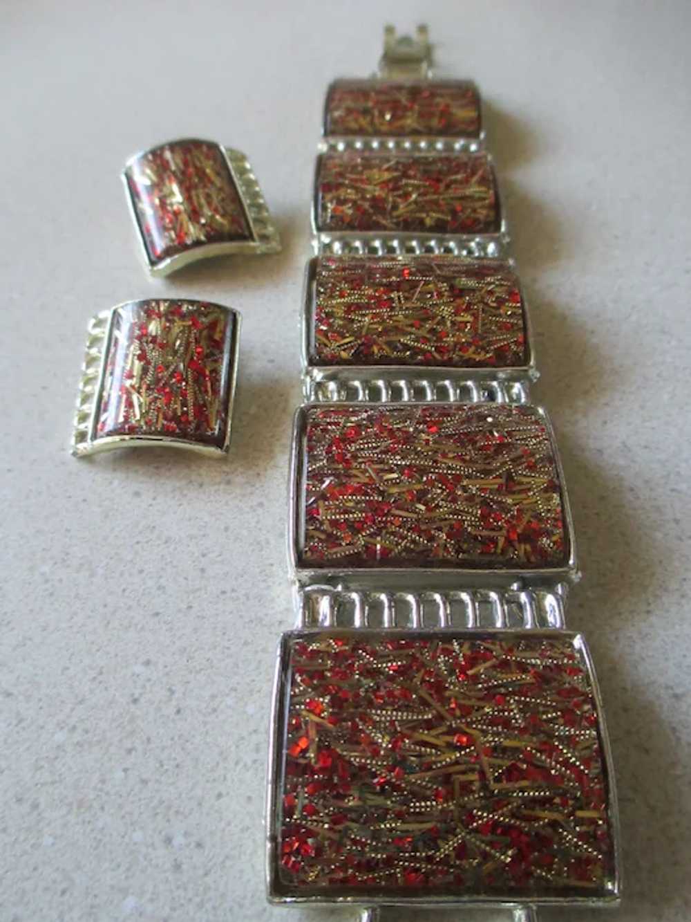 1950s Pam/Hiran Thermoset Confetti Bracelet/Clip … - image 2