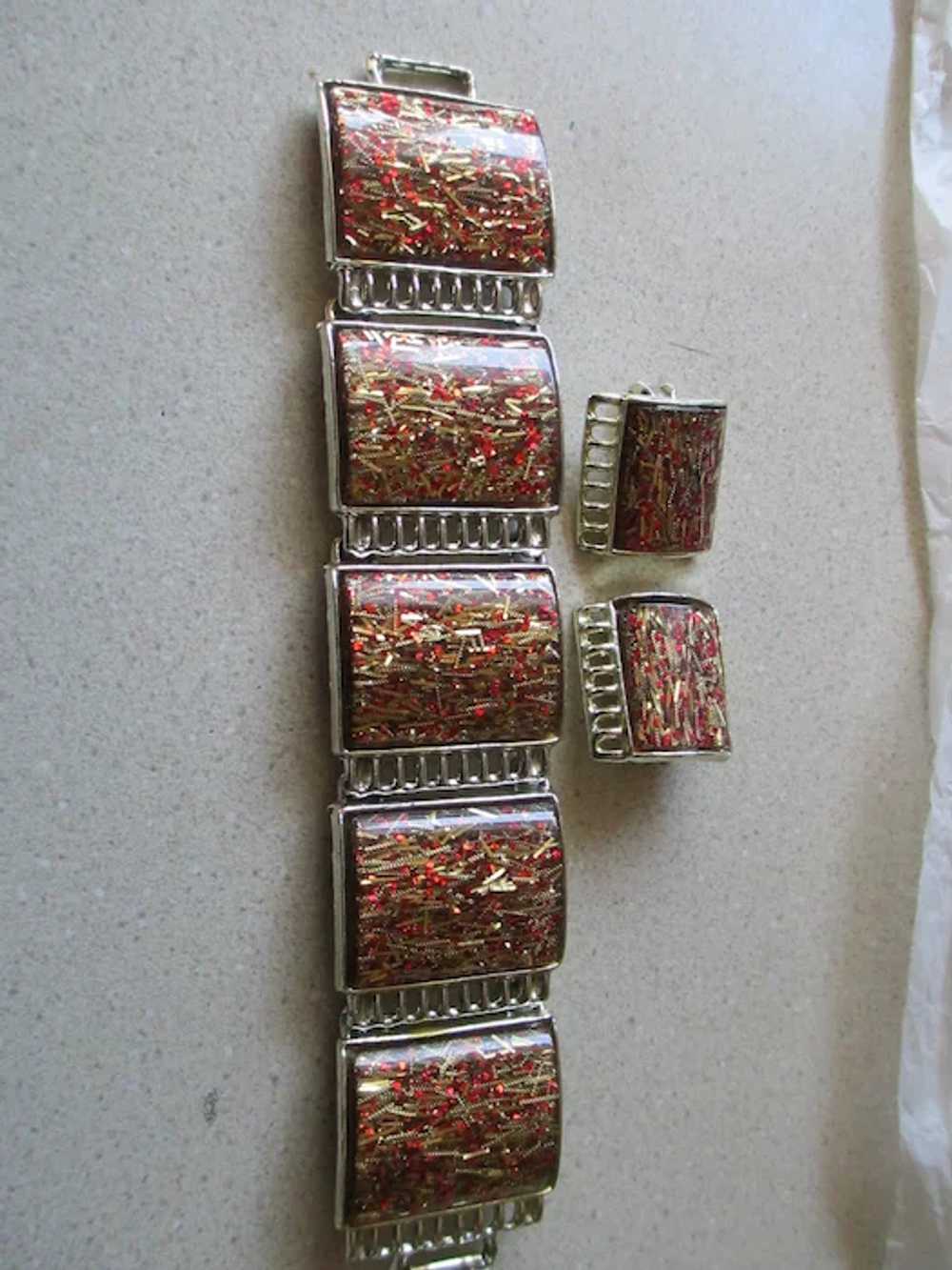 1950s Pam/Hiran Thermoset Confetti Bracelet/Clip … - image 3
