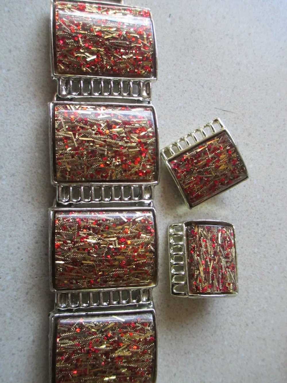 1950s Pam/Hiran Thermoset Confetti Bracelet/Clip … - image 4
