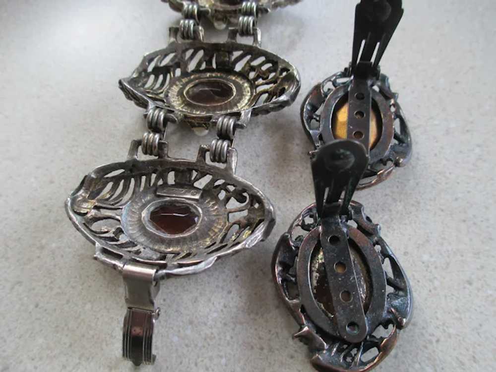 Arne Vintage Large Amber Glass Bracelet and Earri… - image 2