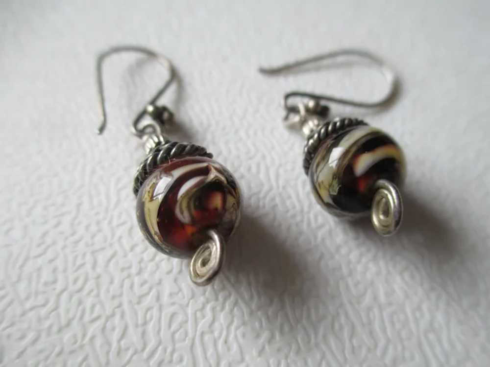Vintage Murano Glass Bead Wire Earrings - image 5