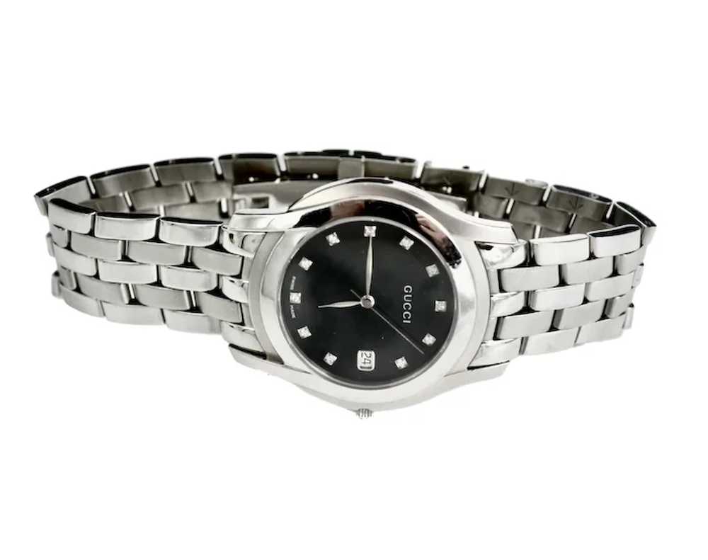 Gucci 5500XL Stainless Steel Black Dial Diamond W… - image 3