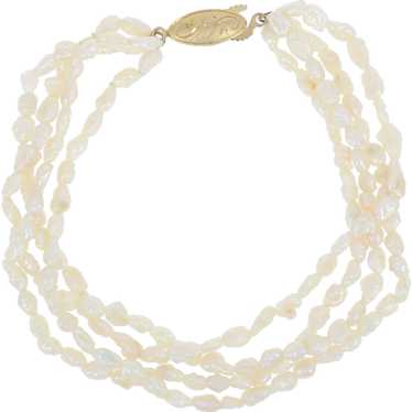 Freshwater Keshi Pearl Bracelet 7 3/4" - Gold Pla… - image 1