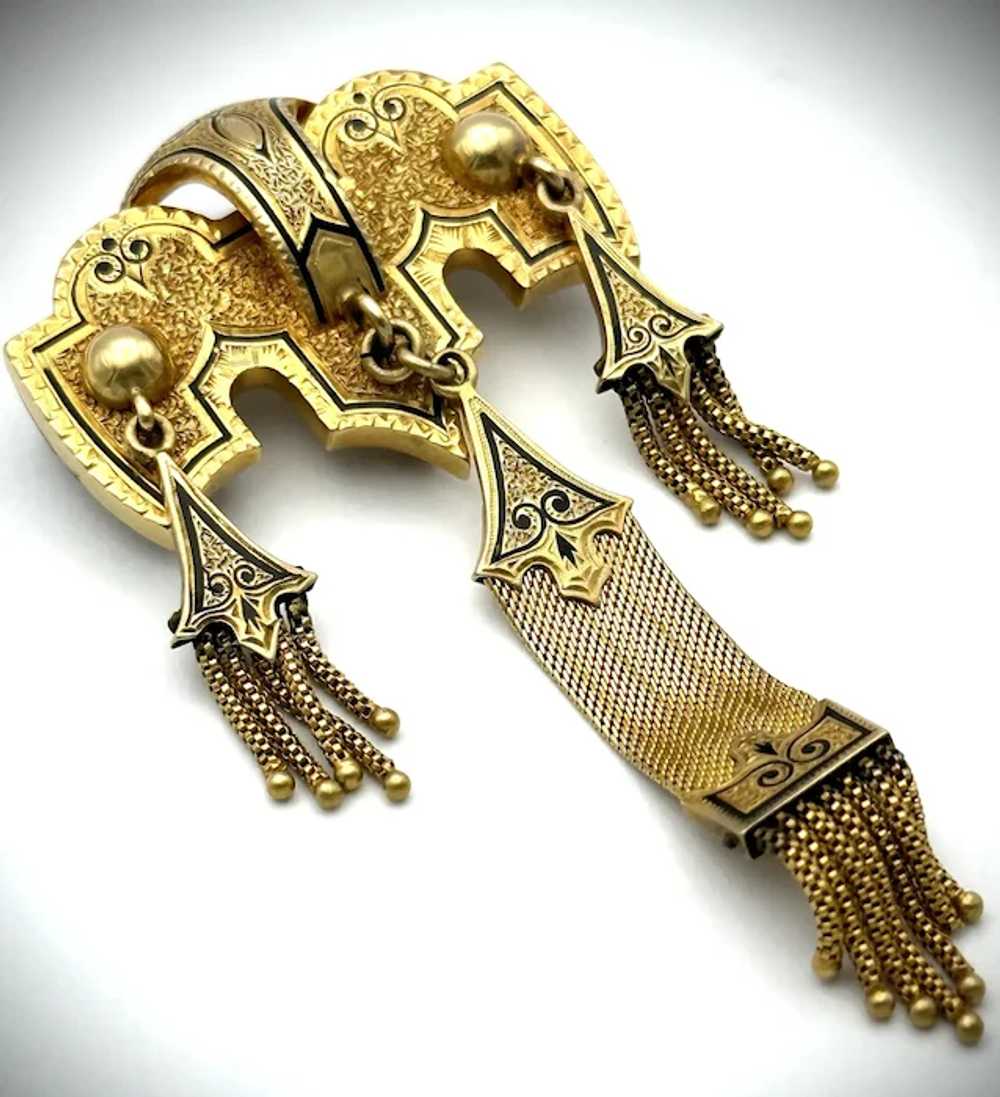 Ladies 14kt Victorian tassel broach. - image 6