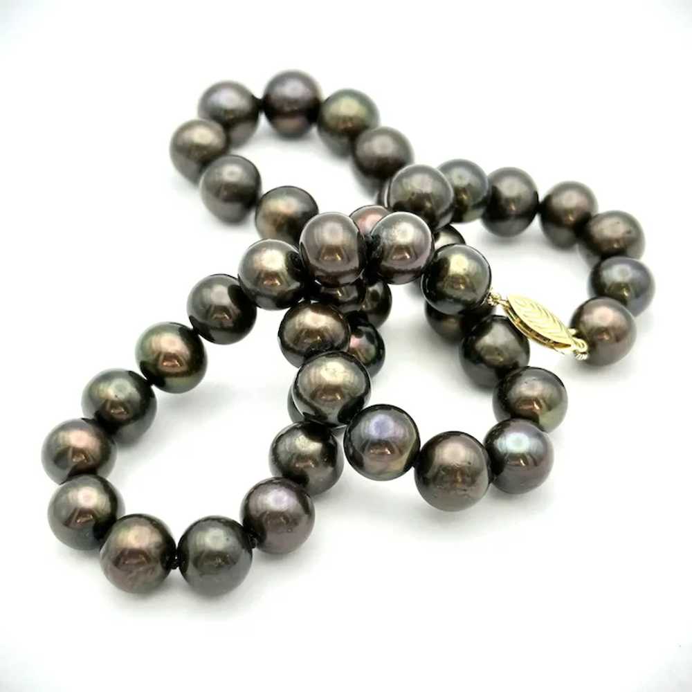 Ladies 14kt Vintage cultured chocolate pearls. - image 4