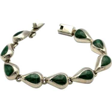 Ladies vintage sterling malachite bracelet. - image 1