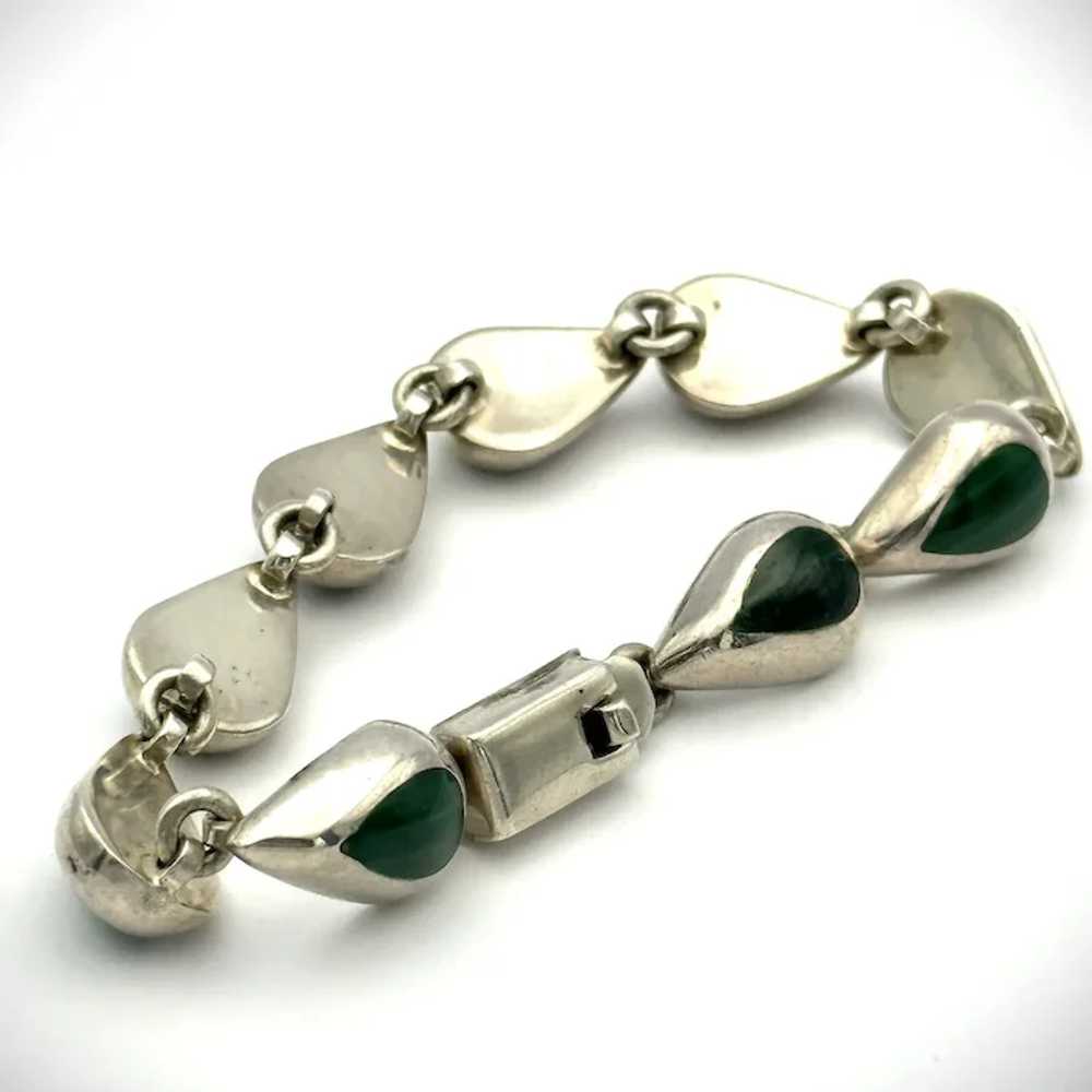 Ladies vintage sterling malachite bracelet. - image 4