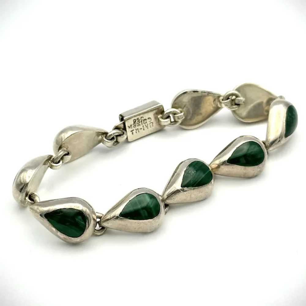 Ladies vintage sterling malachite bracelet. - image 5