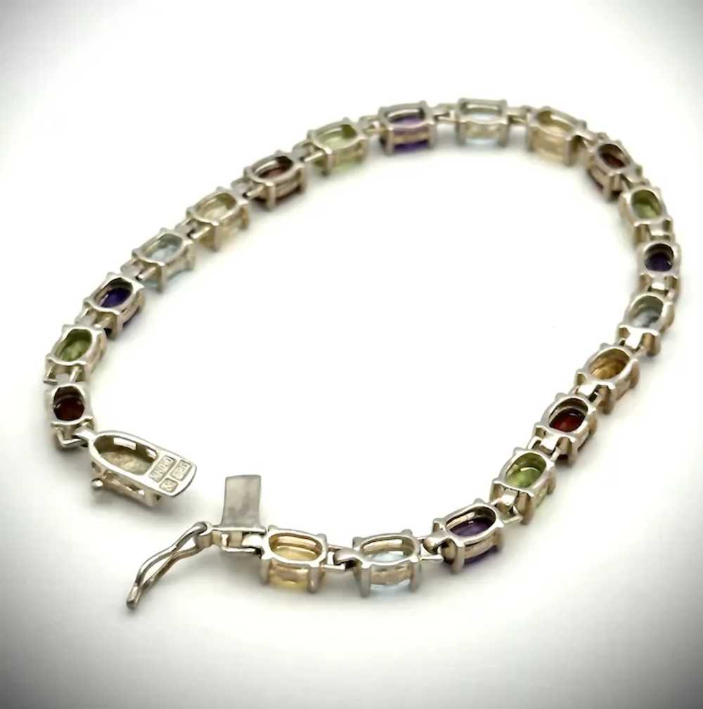 Ladies vintage sterling multi-stone line bracelet. - image 4