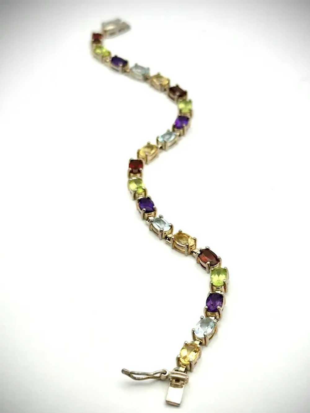 Ladies vintage sterling multi-stone line bracelet. - image 6