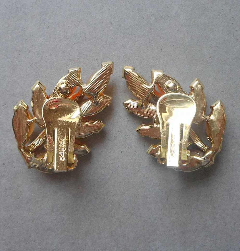 Kramer Autumn Colors Leaves Lucite Earrings Vinta… - image 3