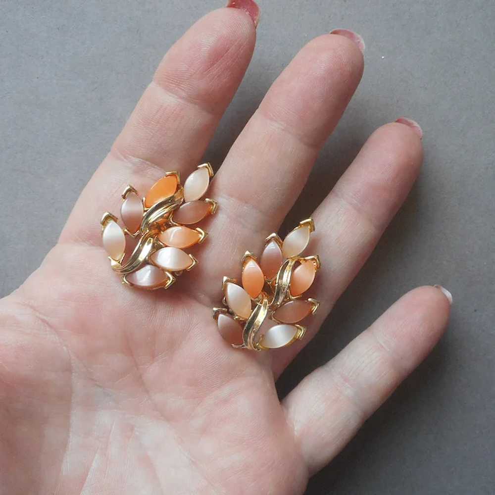 Kramer Autumn Colors Leaves Lucite Earrings Vinta… - image 5