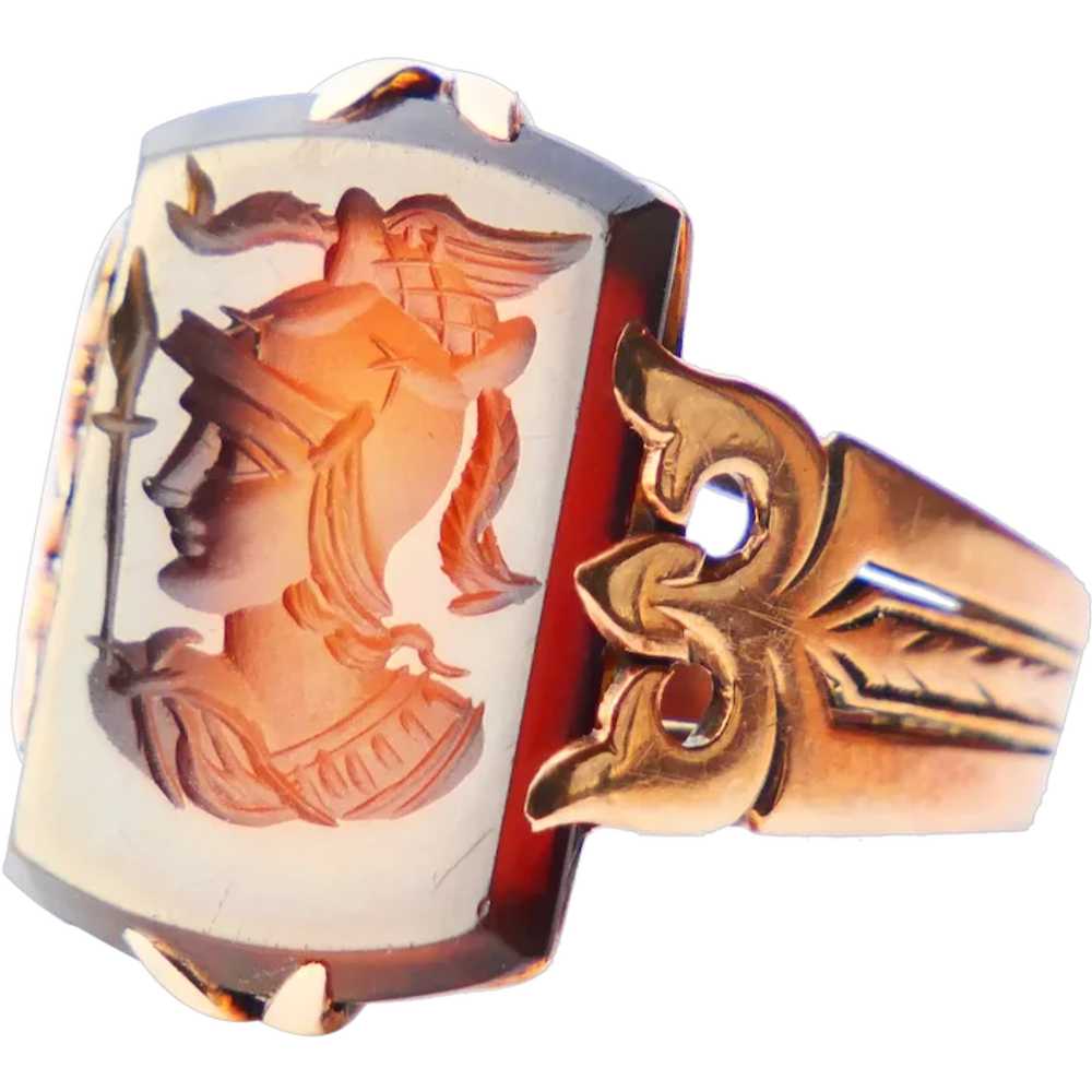 Antique Imperial Russian Minerva Ring Intaglio Re… - image 1