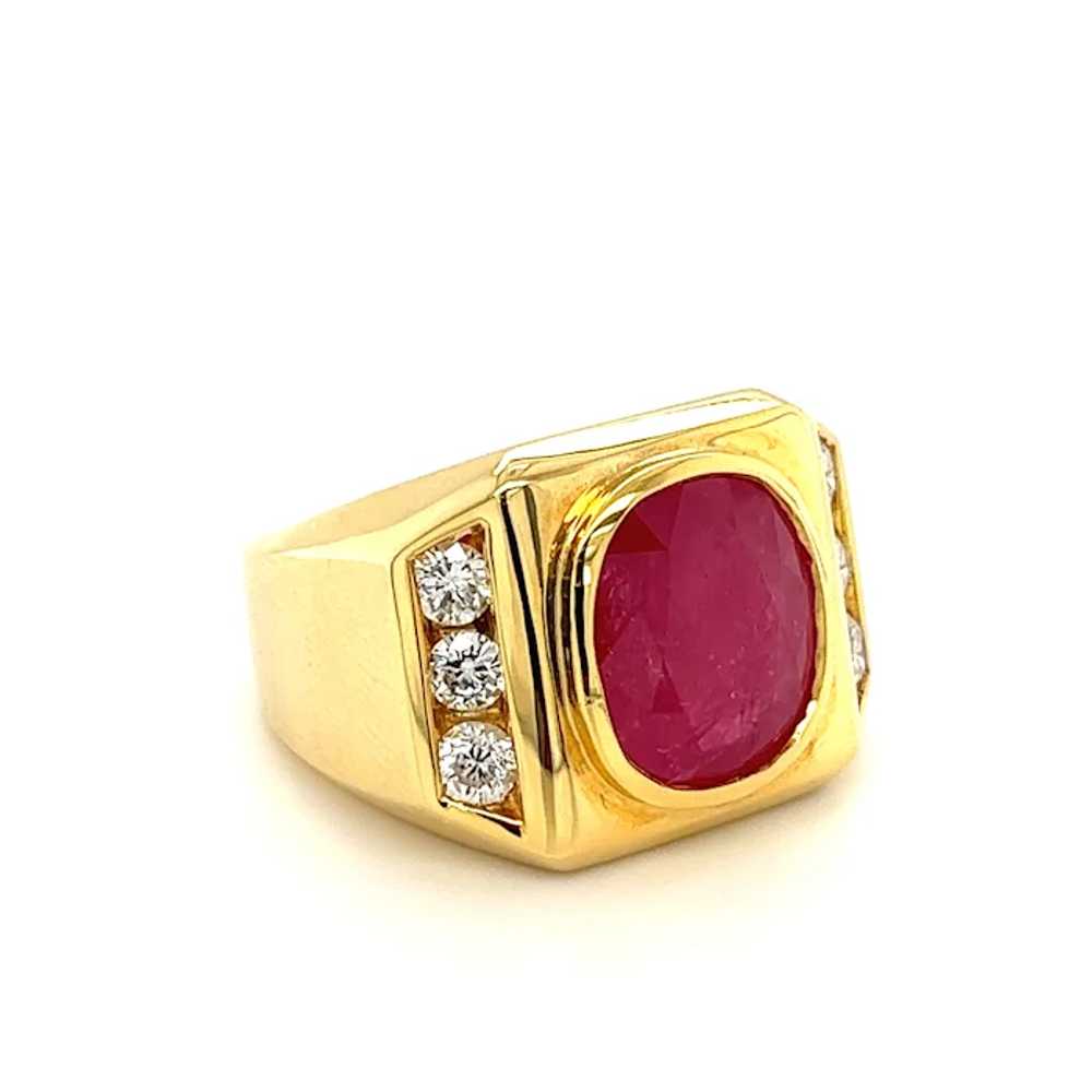 6 carat GRS certified Ruby and Diamond Mens Ring … - image 2
