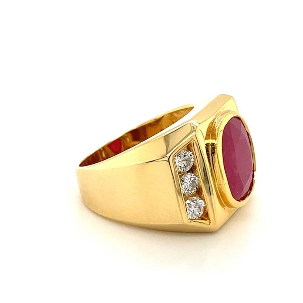 6 carat GRS certified Ruby and Diamond Mens Ring … - image 3