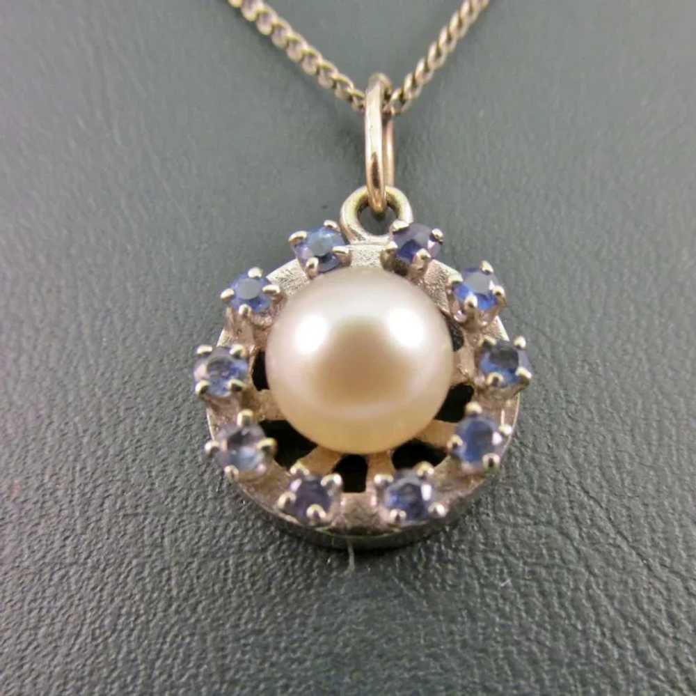 Sapphire and Cultured Pearl Pendant - image 3