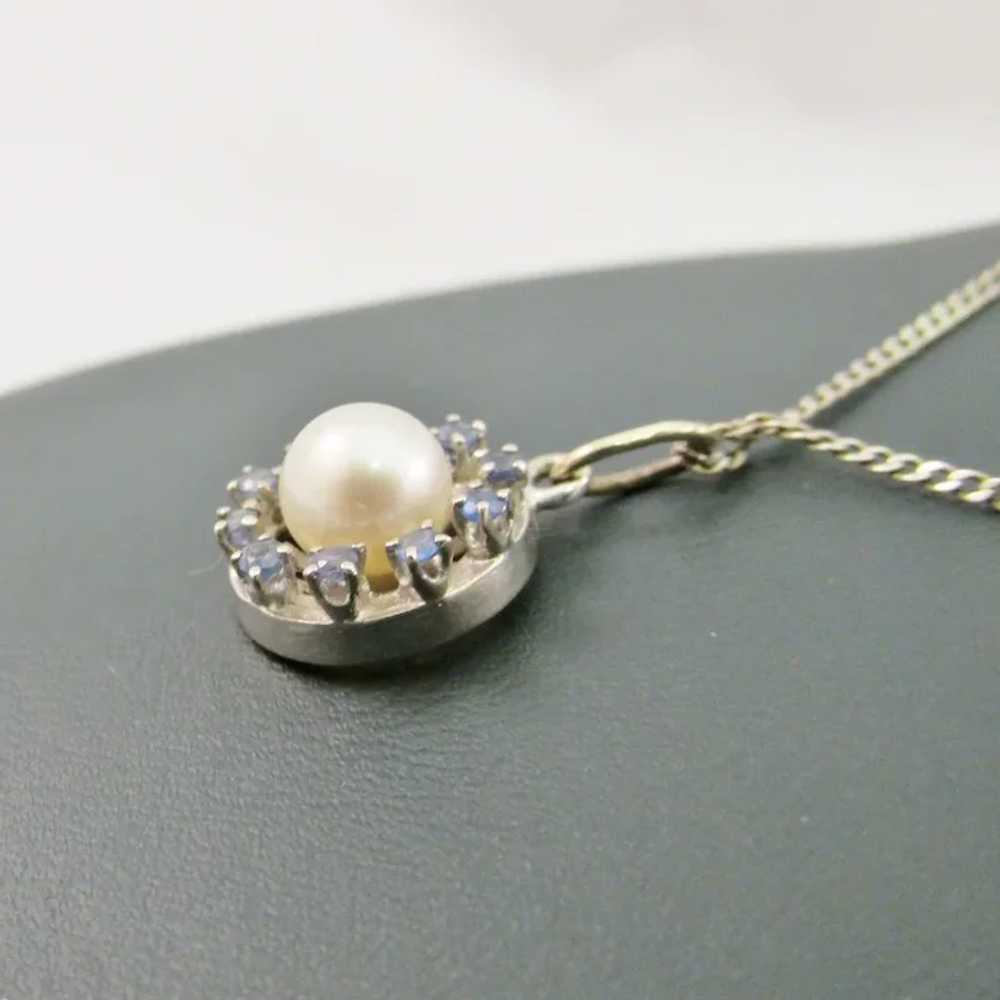 Sapphire and Cultured Pearl Pendant - image 5