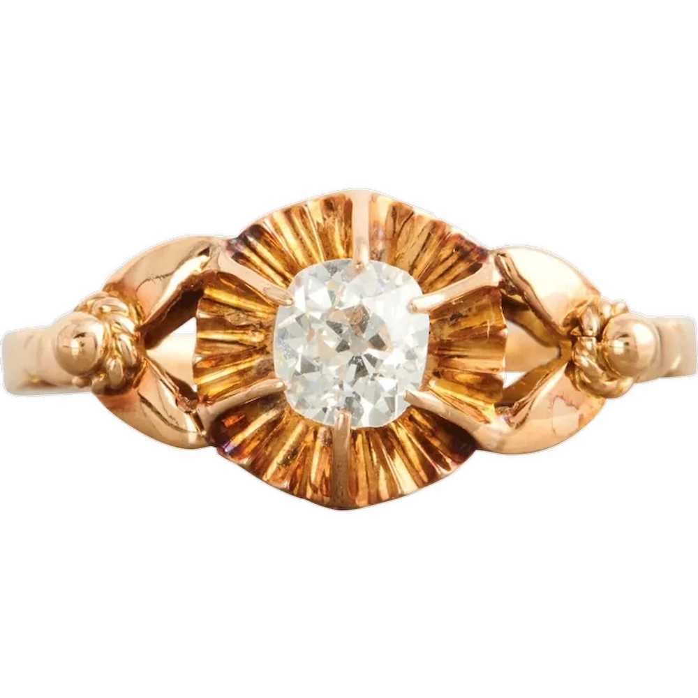 Antique Edwardian 18ct Gold Diamond Solitaire Ring - image 1