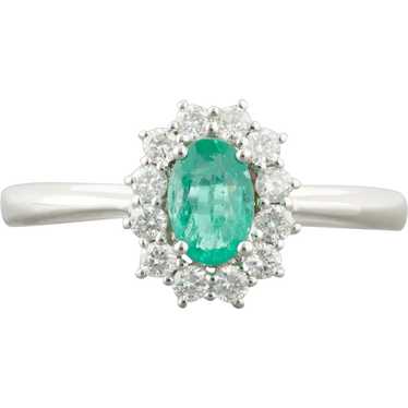 18ct White Gold 0.40 Carat Emerald and Diamond Cl… - image 1