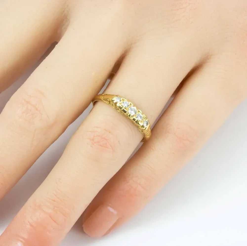 18ct Gold 5 Stone Diamond Ring - image 2