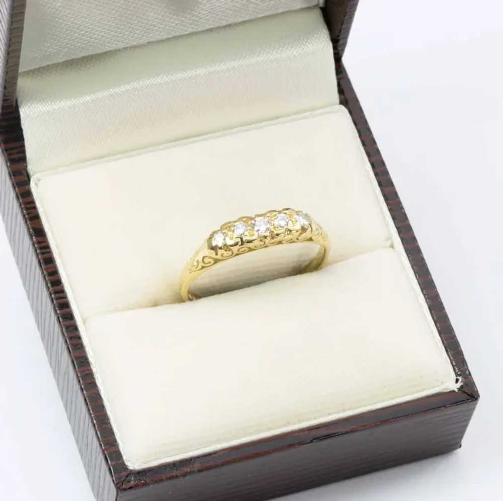 18ct Gold 5 Stone Diamond Ring - image 7