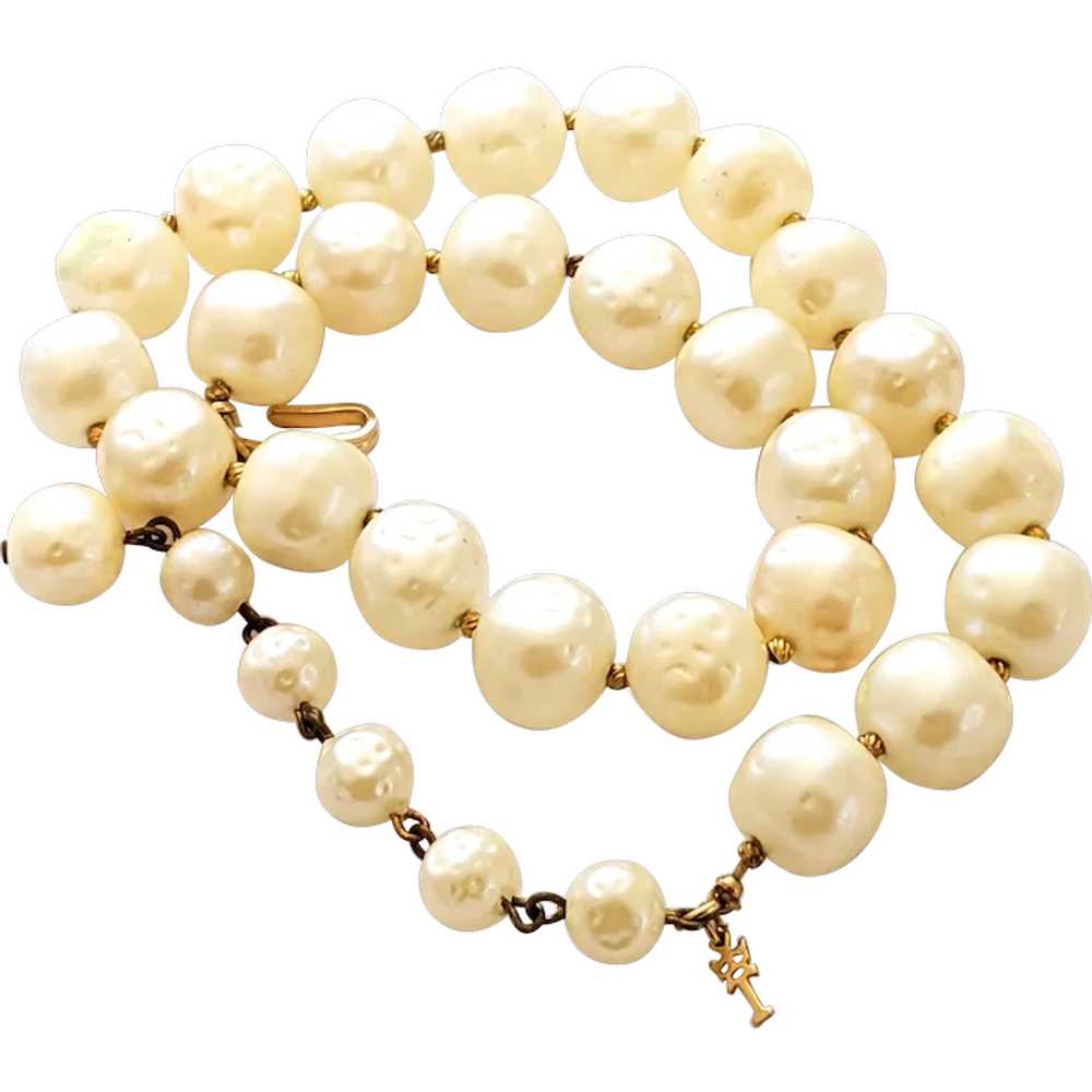 Crown Trifari Short Pearl Choker Necklace - image 1