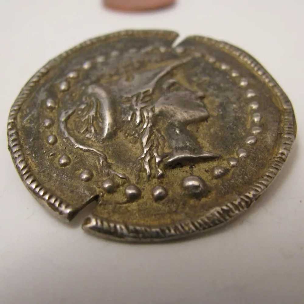 Early 1900s 800 Silver Roman Coin Style Brooch - image 2