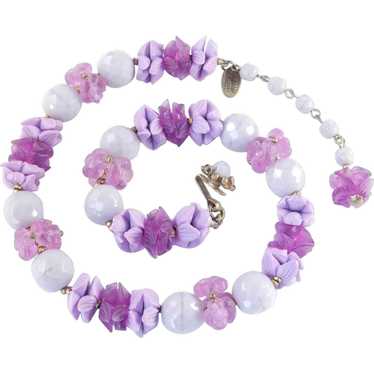 Miriam Haskell Flower Glass Bead Necklace