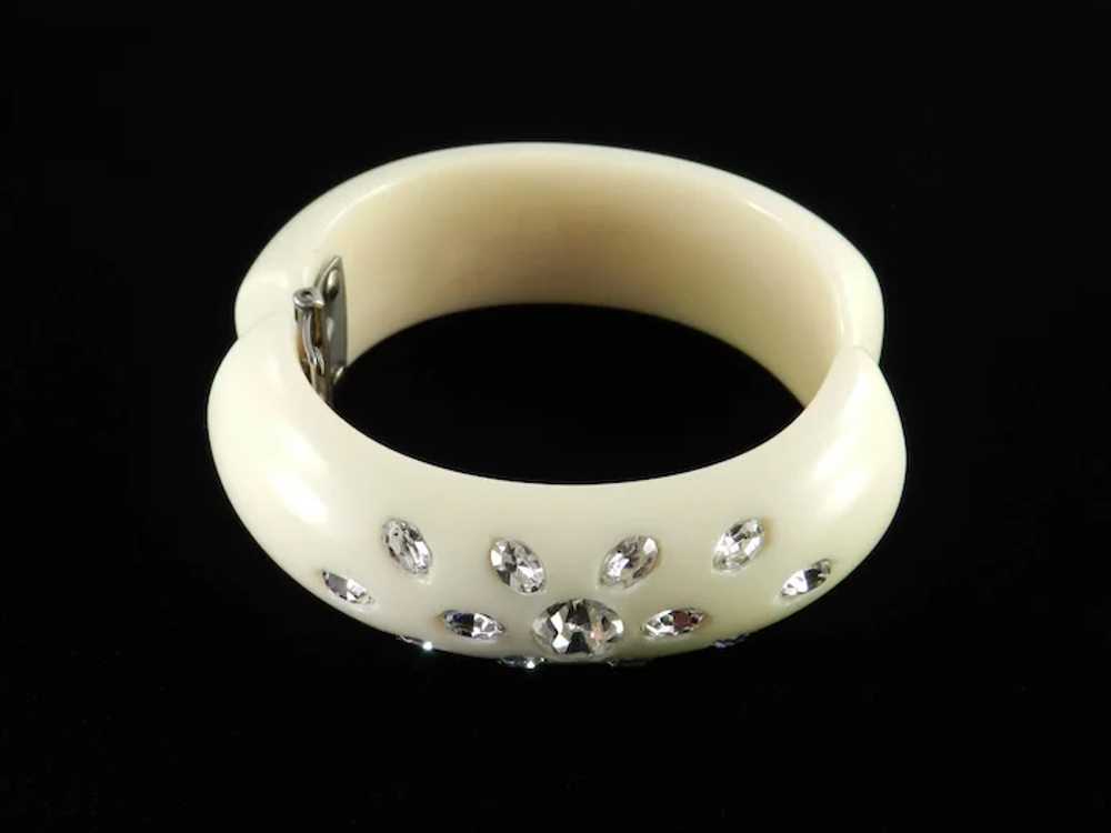Thermoset Plastic Rhinestone Clamper Bracelet - image 2
