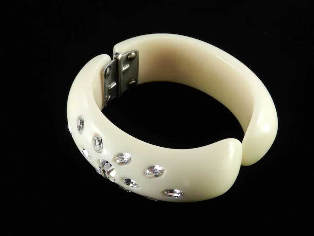 Thermoset Plastic Rhinestone Clamper Bracelet - image 6