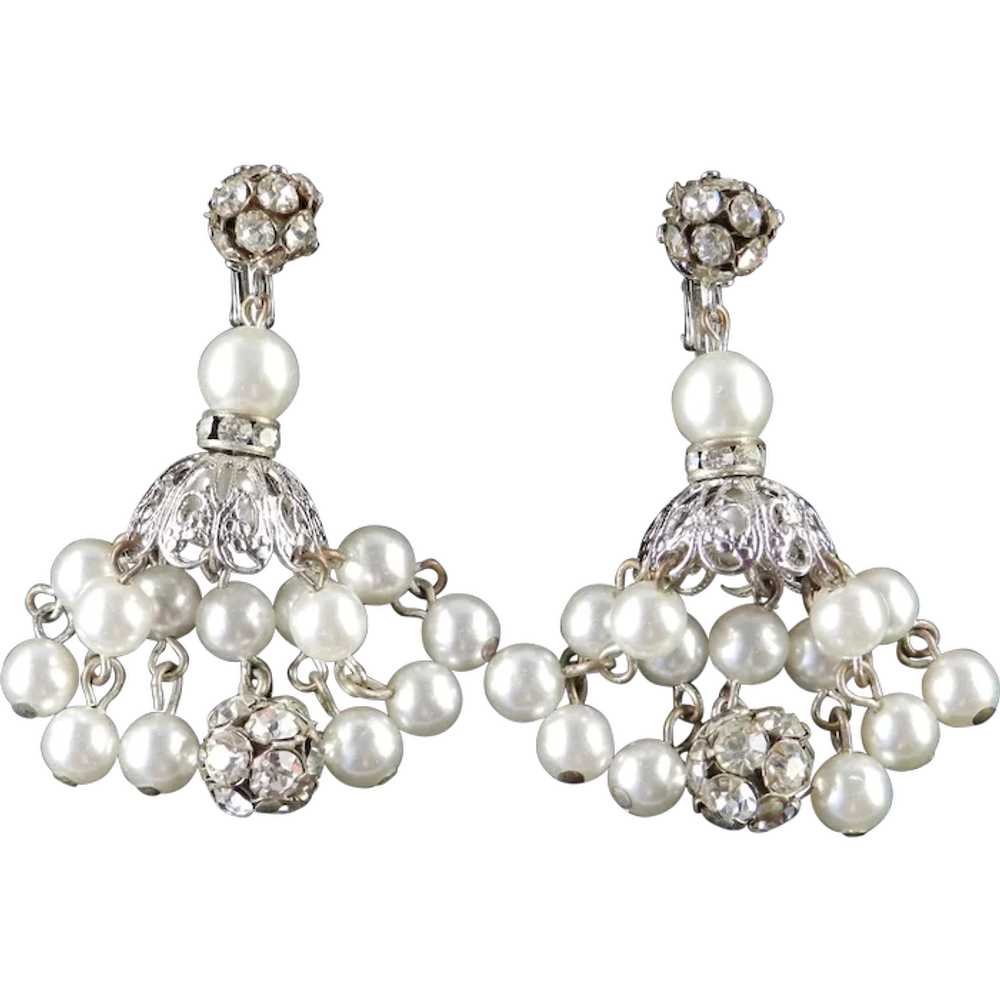 Dalsheim Rhinestone Faux Pearl Dangle Chandelier … - image 1