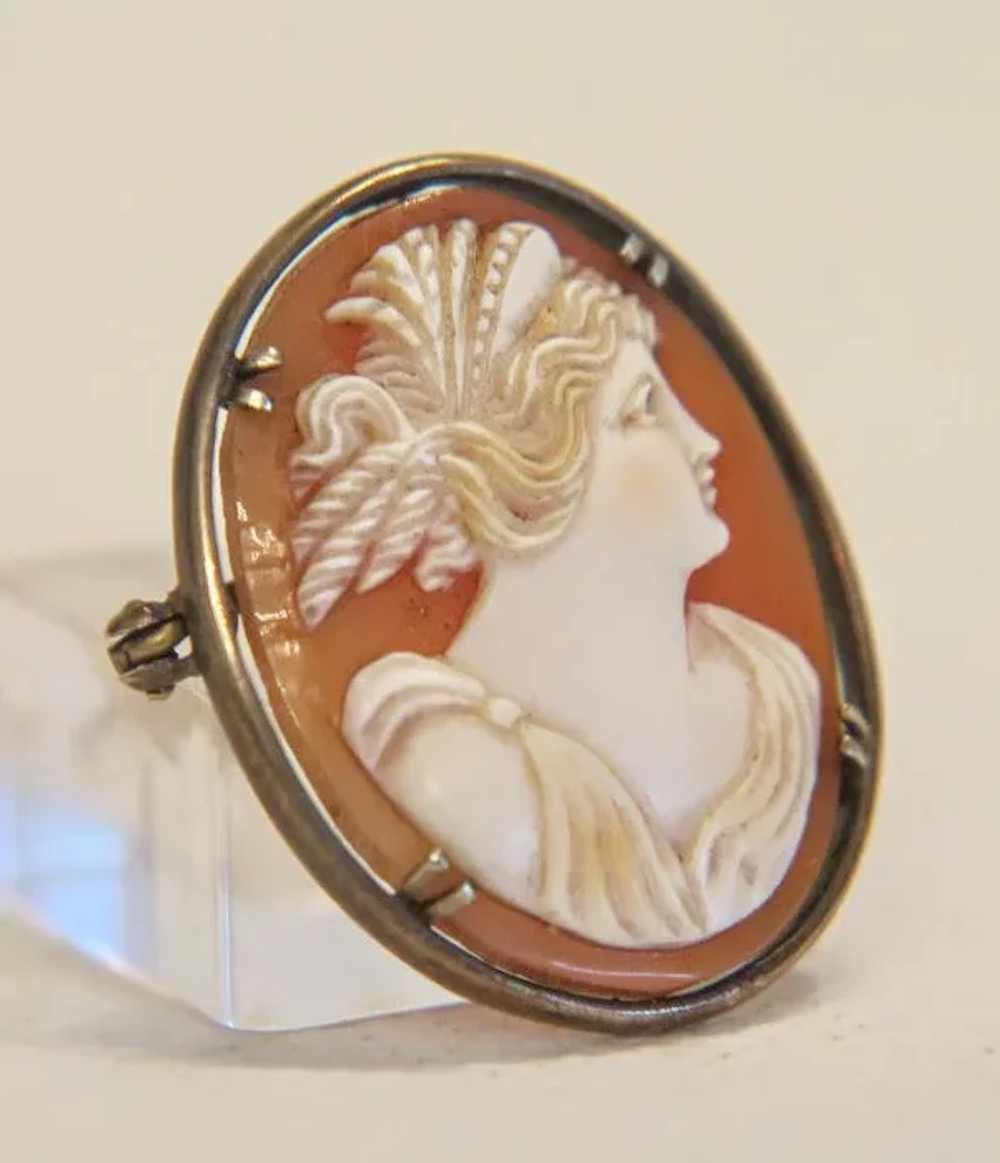 Antique hand carved shell Cameo, silver 800, 19th… - image 2