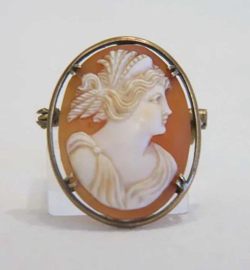 Antique hand carved shell Cameo, silver 800, 19th… - image 6