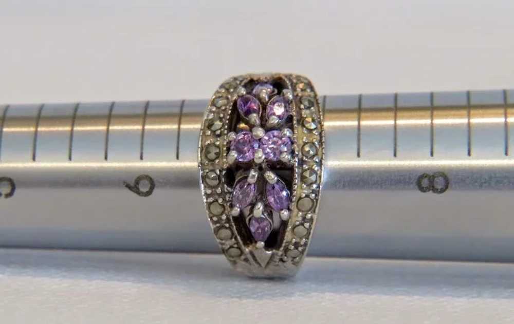 Vintage Amethyst ring with Marcasites, silver 925… - image 7