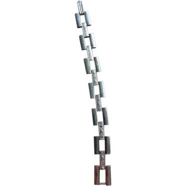 1970s Sterling Silver Rectangular Link Bracelet 7… - image 1