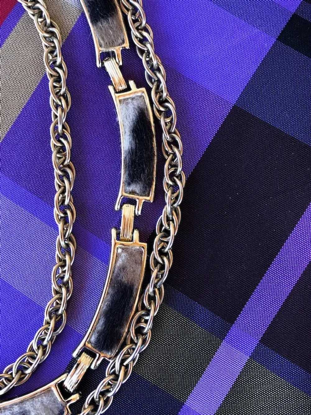 1960s Faux Leopard Print Necklace + Wide Bracelet… - image 5