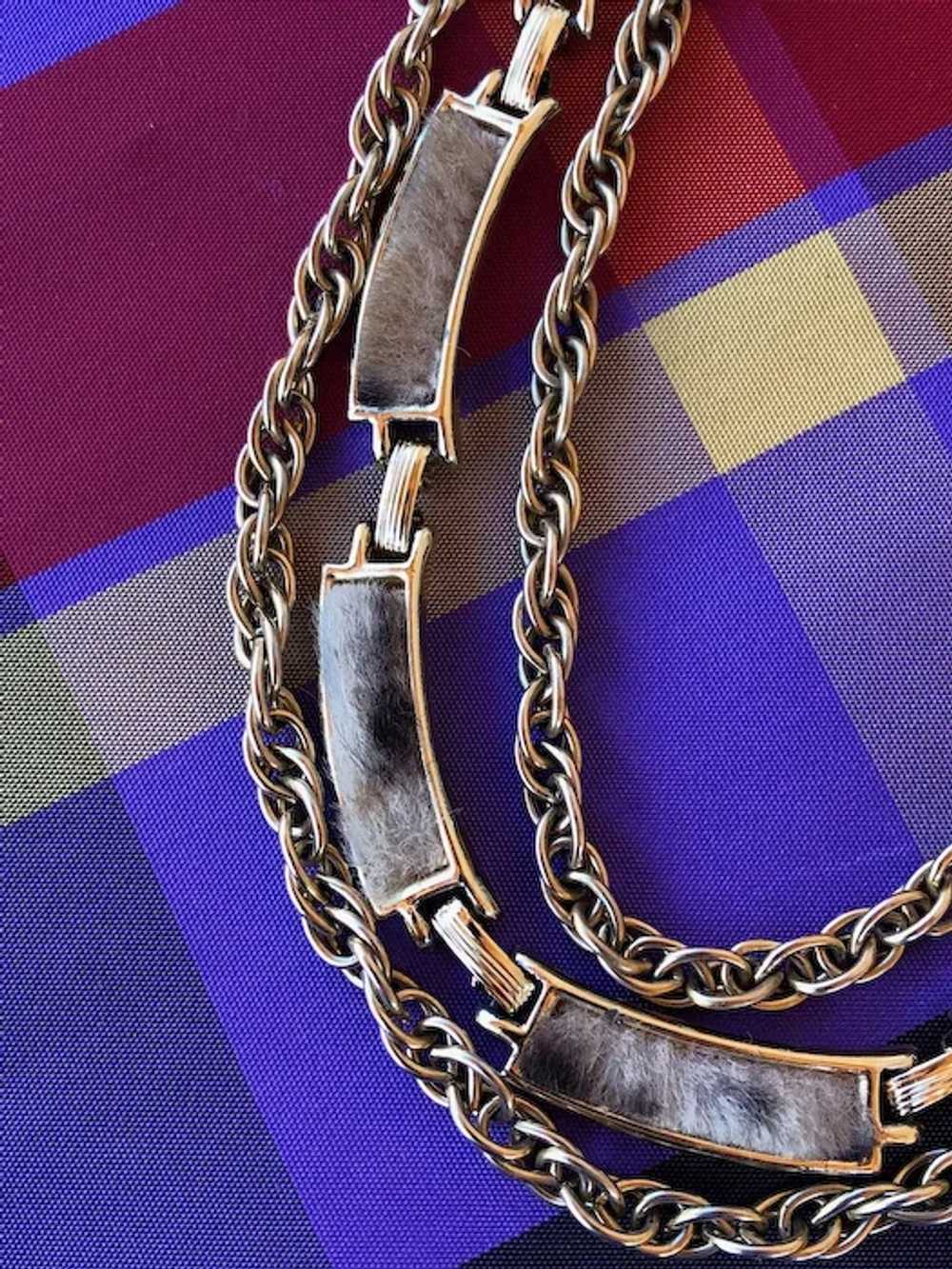 1960s Faux Leopard Print Necklace + Wide Bracelet… - image 6