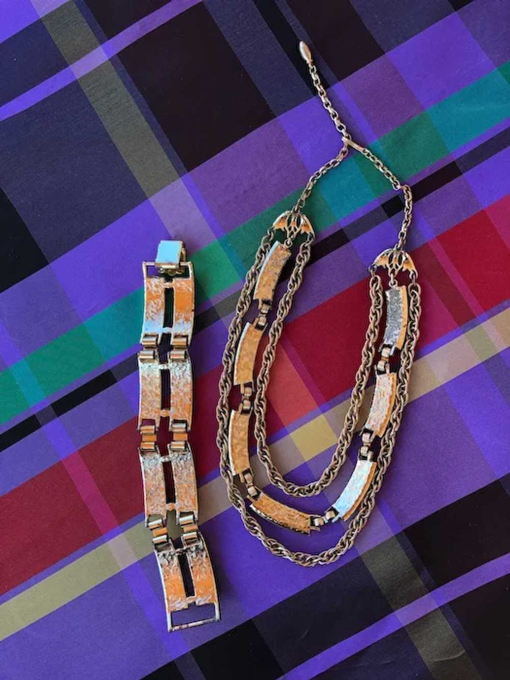 1960s Faux Leopard Print Necklace + Wide Bracelet… - image 8