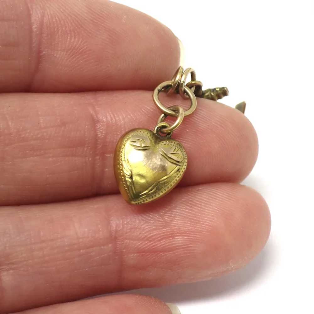 Antique Victorian Puffed 9ct 9kt Gold Faith, Hope… - image 6