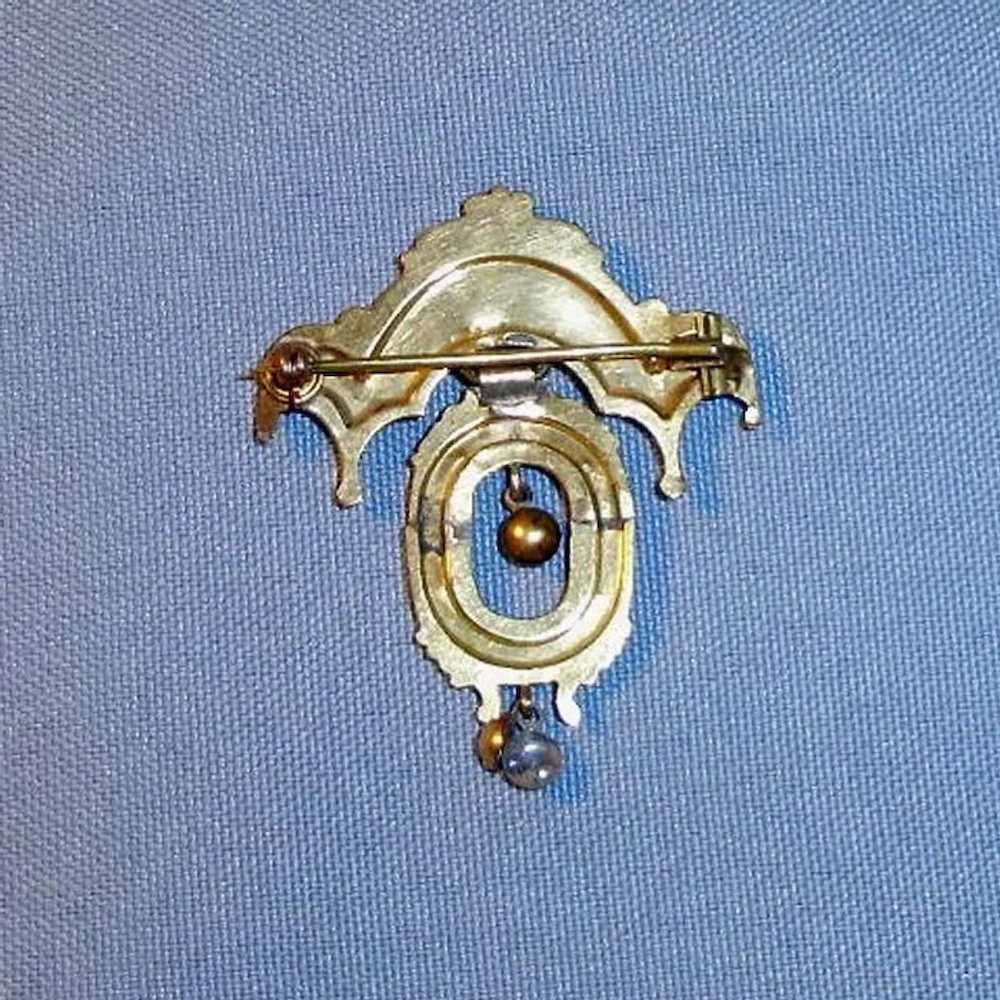Edwardian Gold Filled Brooch With Hinged Swinging… - image 3