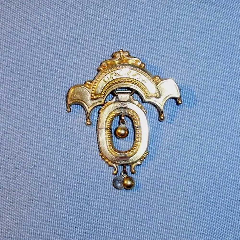 Edwardian Gold Filled Brooch With Hinged Swinging… - image 4